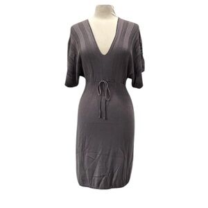 Max Studio Charcoal Knit Dress with Tie Waist